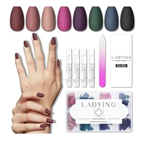 8 Packs Short Acrylic Matte Press on Nails - Coffin - Medium - Picture 1 of 4